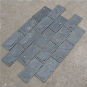 Black Slate Wall Stone, Water Line Finish Landscaping Stones 2cm for Exterior Wall