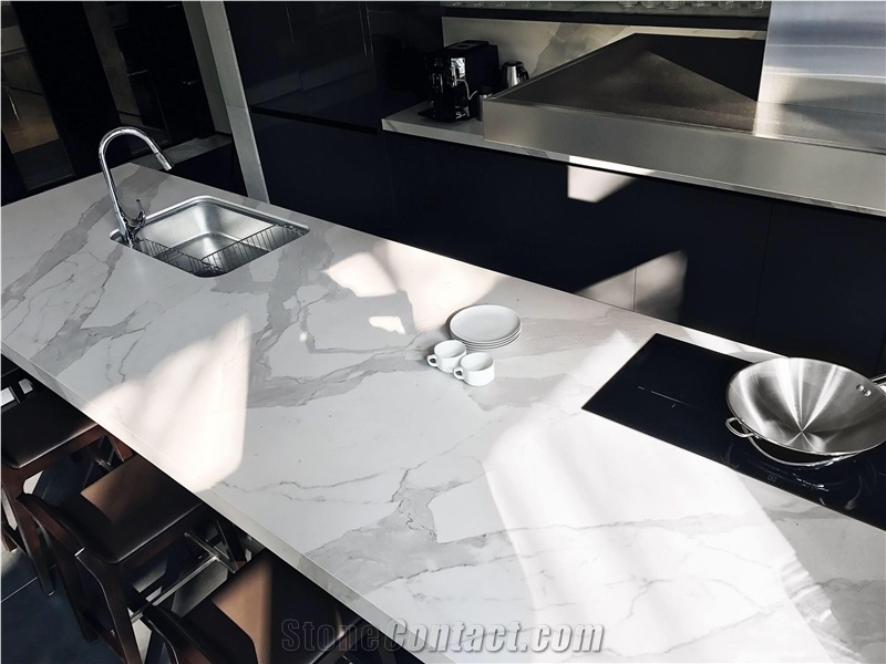 Calacatta White Marble Bentch Top, Kitchen Tops for Interior Decoration