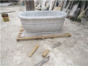 Carrara White Marble Bathtub, Freestanding Natural Stone Bathtub Use