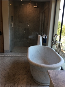 Carrara White Marble Bathtub, Freestanding Natural Stone Bathtub Use