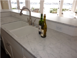 Carrara White Marble Kitchen Top, Kitchen Island for Interior Decoration