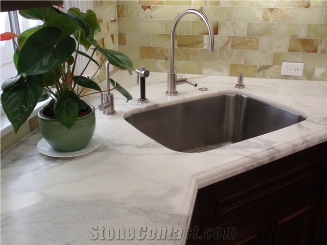Carrara White Marble Kitchen Top, Kitchen Island for Interior Decoration