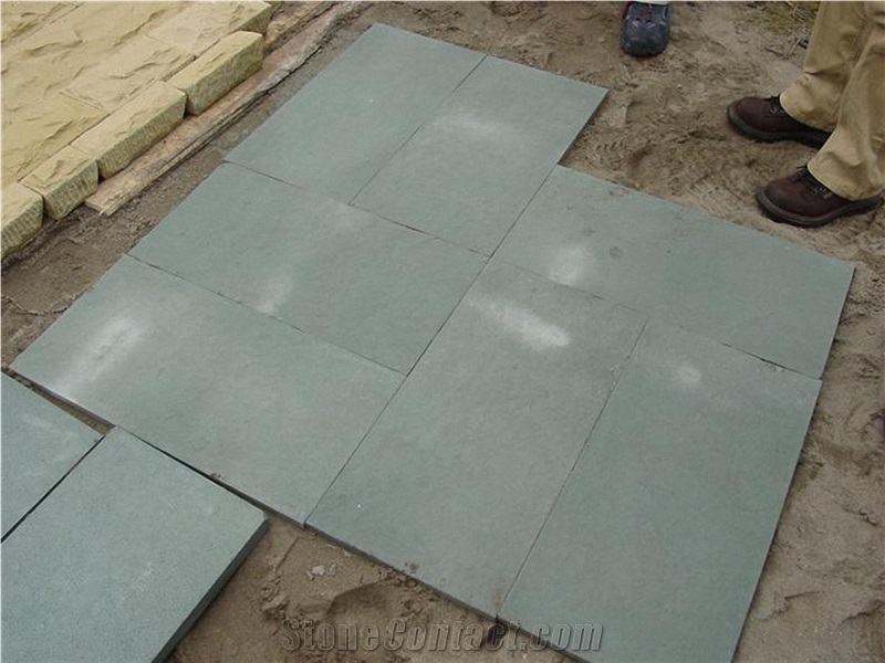 China Green Sandstone Paving Tiles, Floor Covering Tiles