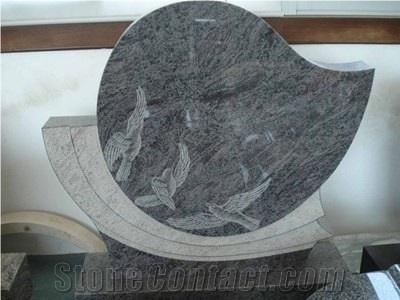 China Grey Granite Sculptured Monument, Black Granite Tombstone, Engraved Gravestone