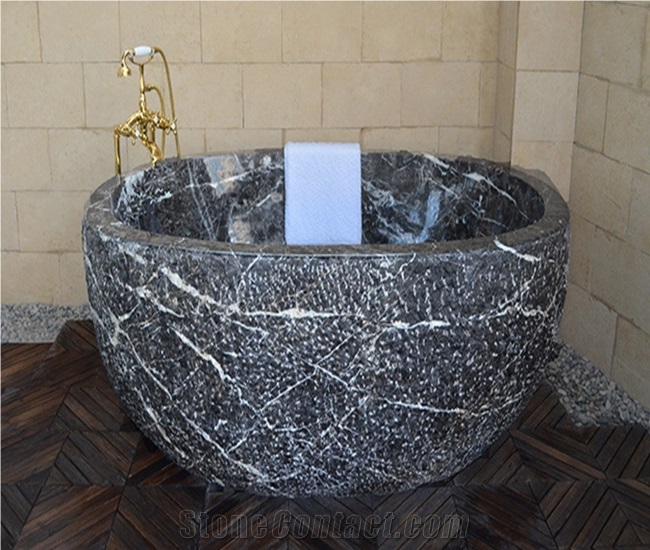 China Marble Custom Design Freestanding Bathtub, Hang Grey Marble Bathtub for Hotel