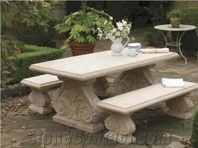 China Supplier Cheap Natural Stone Garden Bench Set, Exterior Furniture Outdoor Chairs