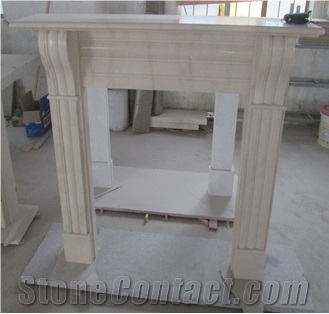 Cream Marfil Marble Fireplace/ Fireplace Hearth/ Interior Natural Stone Fireplace