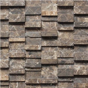 Dark Emperador Marble Mosaic Tile for Wall Cladding, Exterior Wall Covering Tiles
