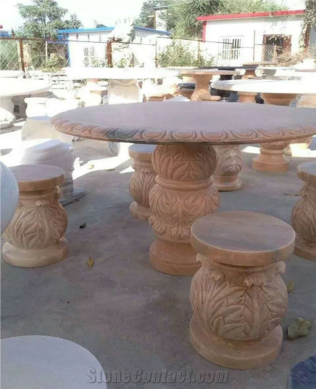 Exterior Garden Table & Chairs, Marble Table Bench & Chairs