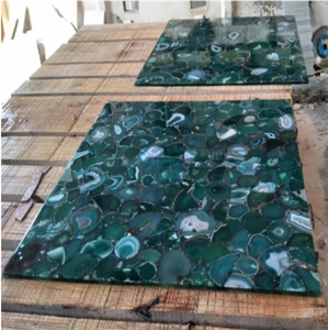 Green Semiprecious Slab Green Agate Big Slab, Semiprecious Stone Tiles for Wall and Table Use
