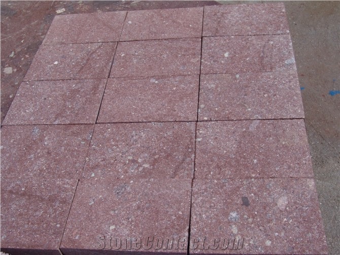 Landscaping Stones Red Porphyry Cobbles, Exterior Paving Stone Floor Covering