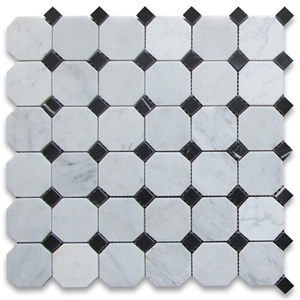 Marble Mosaic, Natural Stone Carrara White Marble Mosaic Tiles