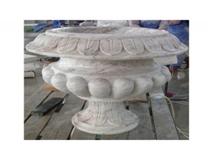 Natural Stone Granite Flower Pot, Exterior Sculptured Flowerpot for Garden Decoration