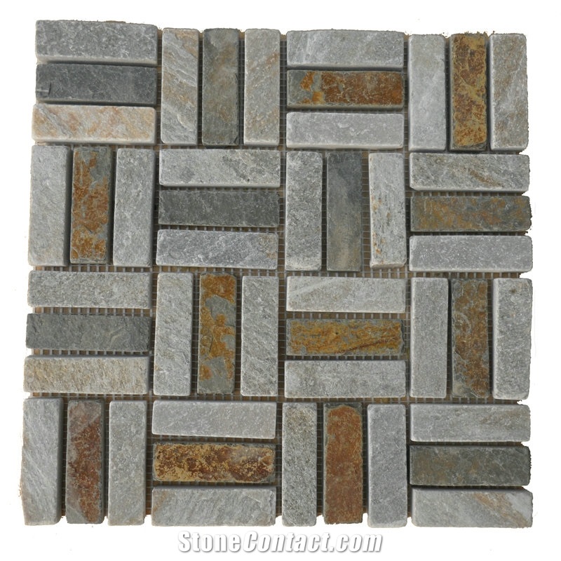 Natural Stone Slate Mosaic Tile for Outdoor Floor Covering