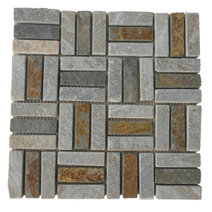 Natural Stone Slate Mosaic Tile for Outdoor Floor Covering