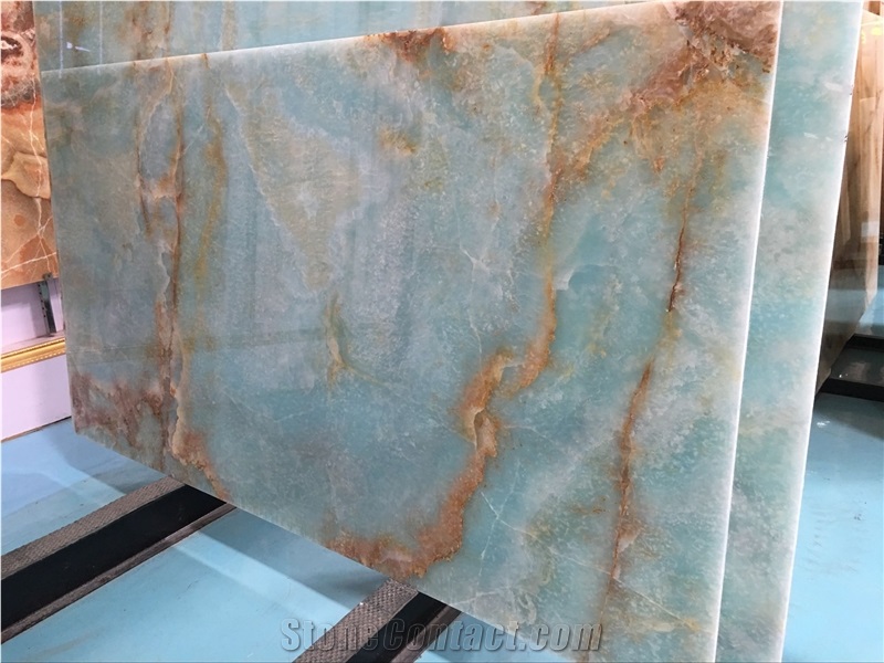 Polished Blue Crystal Onyx Marble Slab & Tiles for Project
