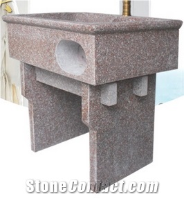Red Granite Wash Cloth Vessel/ Pedestal Basin