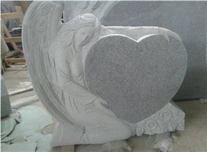 Western Style G603 Granite Tombstone, Heart Shaped Angel Headstone Monument Design