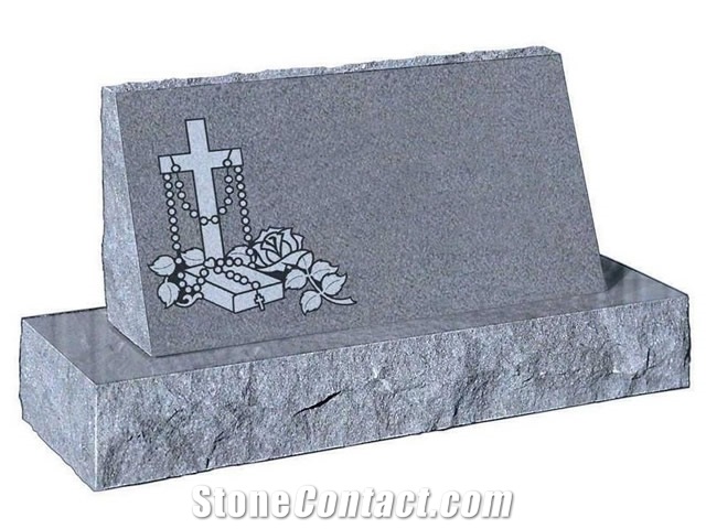 Western Style Square Shape Monument, Cross Carved Moument Single Headstone