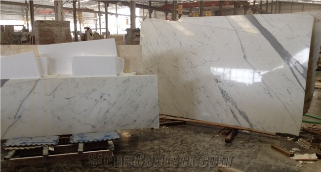 White Calacatte Marble Tiles, Marble Cut to Size, White Marble Tiles for Decoration