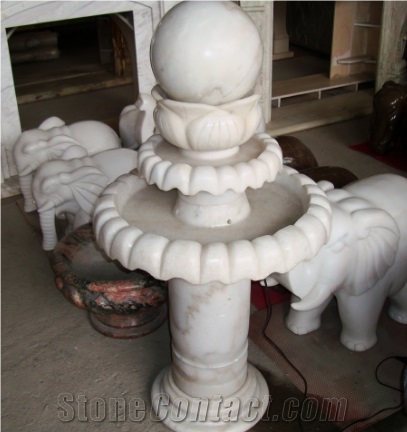 White Marble Calacatta Gold Marble Carved Garden Fountain, Exterior Waterfall Fountains