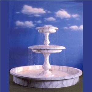 White Marble Calacatta Gold Marble Carved Garden Fountain, Exterior Waterfall Fountains