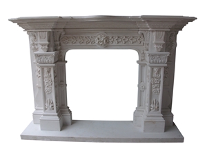White Marble Fireplace, Sculptured Fireplace, Fireplace Hearth, Fireplace Surround