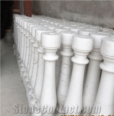 White Marble Volacas Marble Baluster Landscaping Stone, Construction Railing
