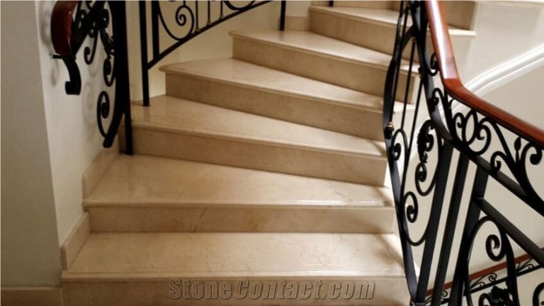 Whosale Spain Crema Marfil Marble Stairscase, Marble Stairs & Steps