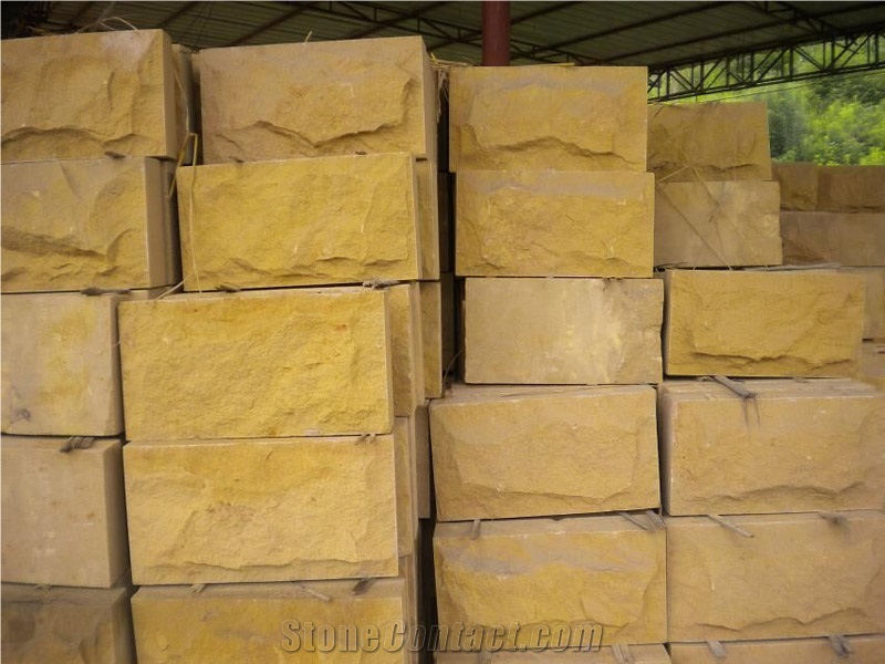 Yellow Sandstone Wall Stone, Landscaping Stones Natural Surface for Wall Stone Covering Tiles
