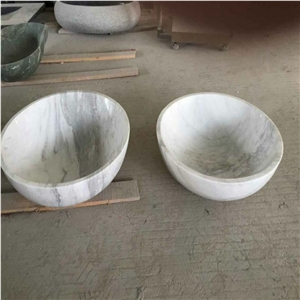 Volakas White Marble Wash Basins,Bathroom Vanity Round Sinks,Countertops,Bowl,Polished,Cheap,Hot Sale,Good Quality,Hotel Project,Building,Construction
