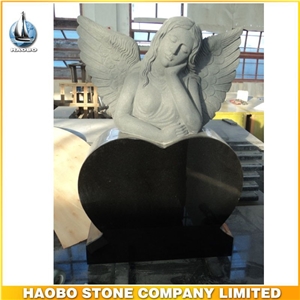 American Style Monument Black Granite Gravestone with Dreaming Angel Carving Tombstone Heart Shaped Headstone High Quality Cemetery Tombstone American Style Monument Black Granite Gravestone with Dreaming Angel Carving Tombstone Heart Shaped Headstone High Quality Cemetery Tombstone