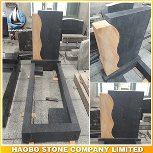 Austria Style Monument with Rainbow Sandstone Kerbed Memorial Wavy Shaped Granite Headstone High Quality Cemetery Tombstone Gravestone
