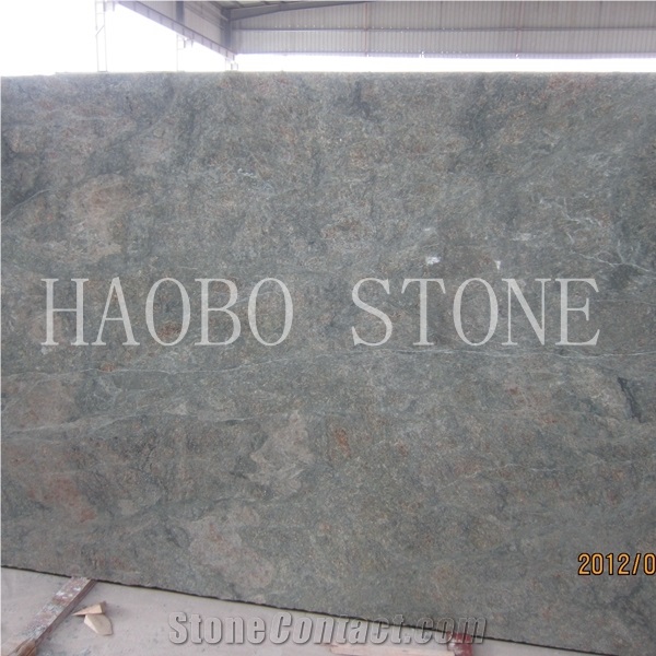China High Polished Wholesale Price Customized Cut to Size Natural Green Granite Slab Available 2cm & 3cm with Iso9001:2000 for Exterior Decoration