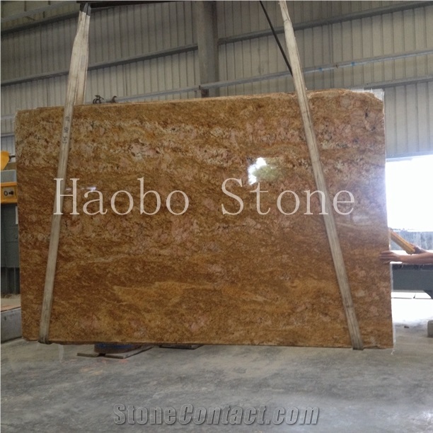 China Quarry Beautiful Imperial Gold Granite Slab&Tiles&Curb Available in 2cm & 3cm,Paving Block,Floor Tiles, Wash Sink,Basin,Worktop Wholesale Price