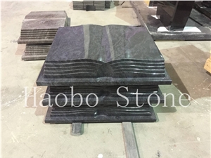 China Quarry Natural Cheap Bahama Blue Granite Book Shaped Headstone for Cemetery,Antique Tombstone,Customized Monument/Gravestone Price Factory