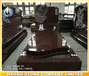 Customize Price Cheap India Red Granite Weeping Angel Headstone
