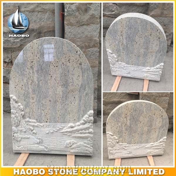 Direct Sale Kashmir White Granite Sculpture Headstone with Unique Design Tombstone Custom Granite High Quality Upright Gravestone