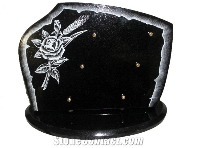Engraved Line Carving Plaque, French Style Black Panels, Absolute Black Granite Monument & Tombstone from China Factory
