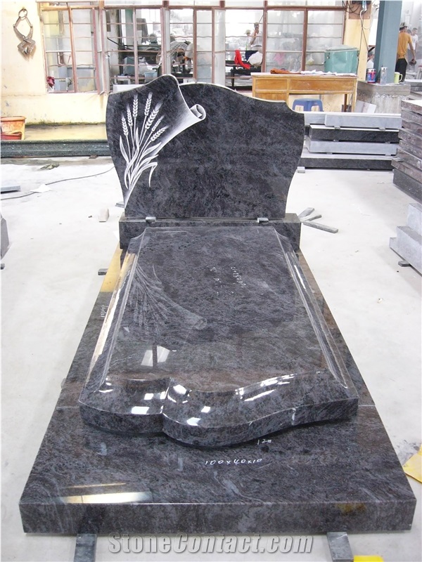 French Double Heart Shape Headstone, Indian Multicolor Red Granite Gravestone and Tombstone from China Carving Factory