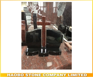 High Polished Black Red Granite Cross Monument Designs for Sale, Cross Shaped Gravestone,Cheap Headstone Wholesale, Price