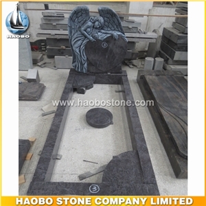 High Polished Natural Black Angel Tombstone for Austria with Carved Heart Shapes,Chinese Granite Headstones,Cemetery Grave Memorial Monument Prices