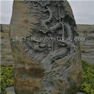 High Quality China Quarry Customize Beautiful Wintersweet Basalt Stone Sculpture for Landscape Decoration,Natural Stone Statue, Wholesale Cheap Price
