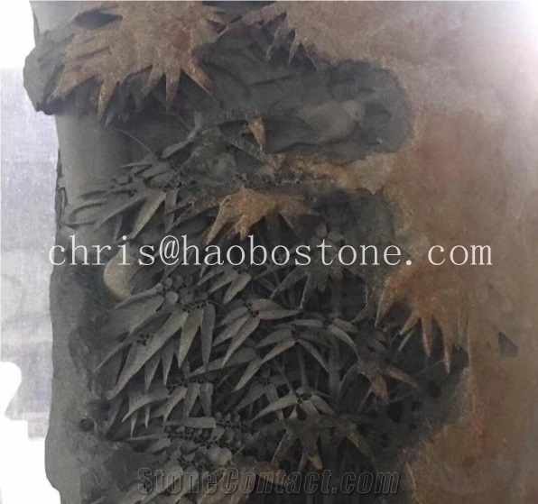 High Quality China Quarry Customize Gorgeous Bamboo Basalt Stone Sculpture Decoration for Interior,Natural Stone Statue, Wholesale Cheap Factory Price