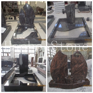 High Quality Good Price Natural Quarry Stone Customized Size Haobo China Factory Beautiful Carved Tree India Mist Granite Headstone Designs for Sale