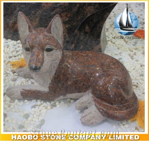 High Quality Natural Life Size Custmoized Red Granite Dog Sculpture Smal Animal Statue for Indoor or Out Door Decoration Wholesale for Sale Price