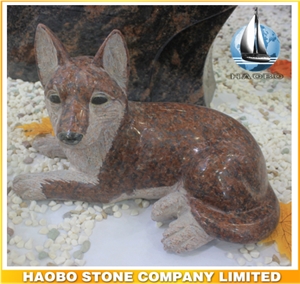 High Quality Natural Life Size Custmoized Red Granite Dog Sculpture Smal Animal Statue for Indoor or Out Door Decoration Wholesale for Sale Price