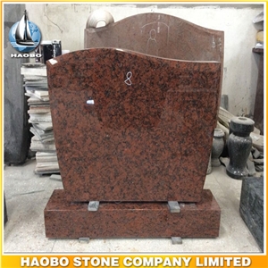 High Quality Tombstone Red Granite Upright Headstone Polished Serpentine Shaped Headstone Western Style Gravestone