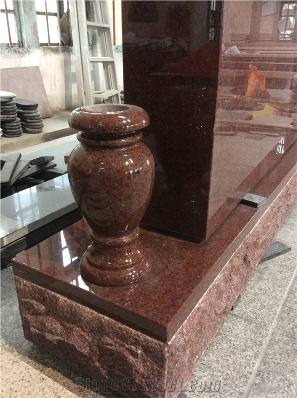 Indian Red Granite Serp Top Cemetery Headstones,Upright Monuments,Cremation Grave Markers, Family Memorials, Polished Gravestones, American Tombstones