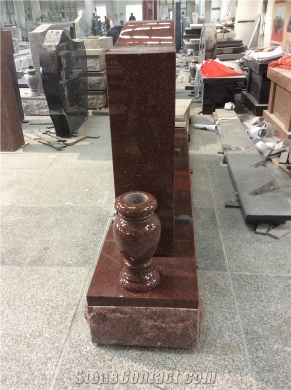 Indian Red Granite Serp Top Cemetery Headstones,Upright Monuments,Cremation Grave Markers, Family Memorials, Polished Gravestones, American Tombstones